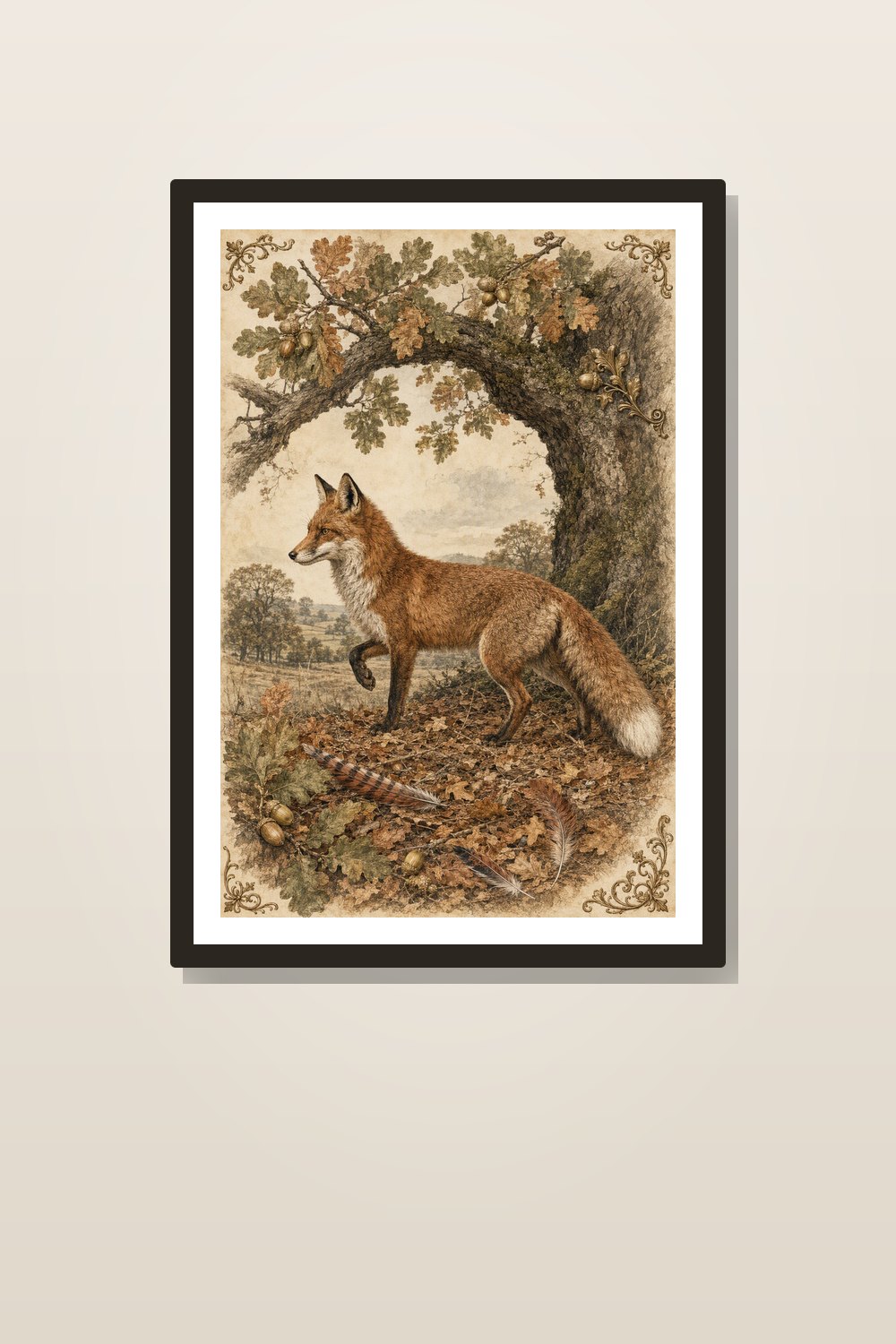 Vintage Fox Wall Art Printable Set, Autumn Woodland Gallery Wall, English Country Decor