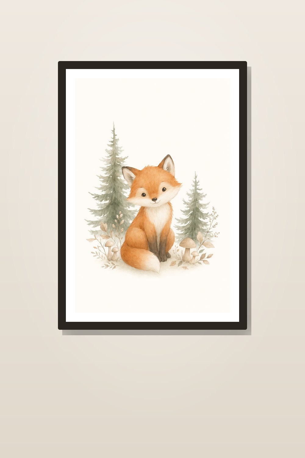 Quadros Decorativos Infantil Bosque Escandinavo em Aquarela Suave | Kit 6 Artes para Quarto de Bebê e Criança