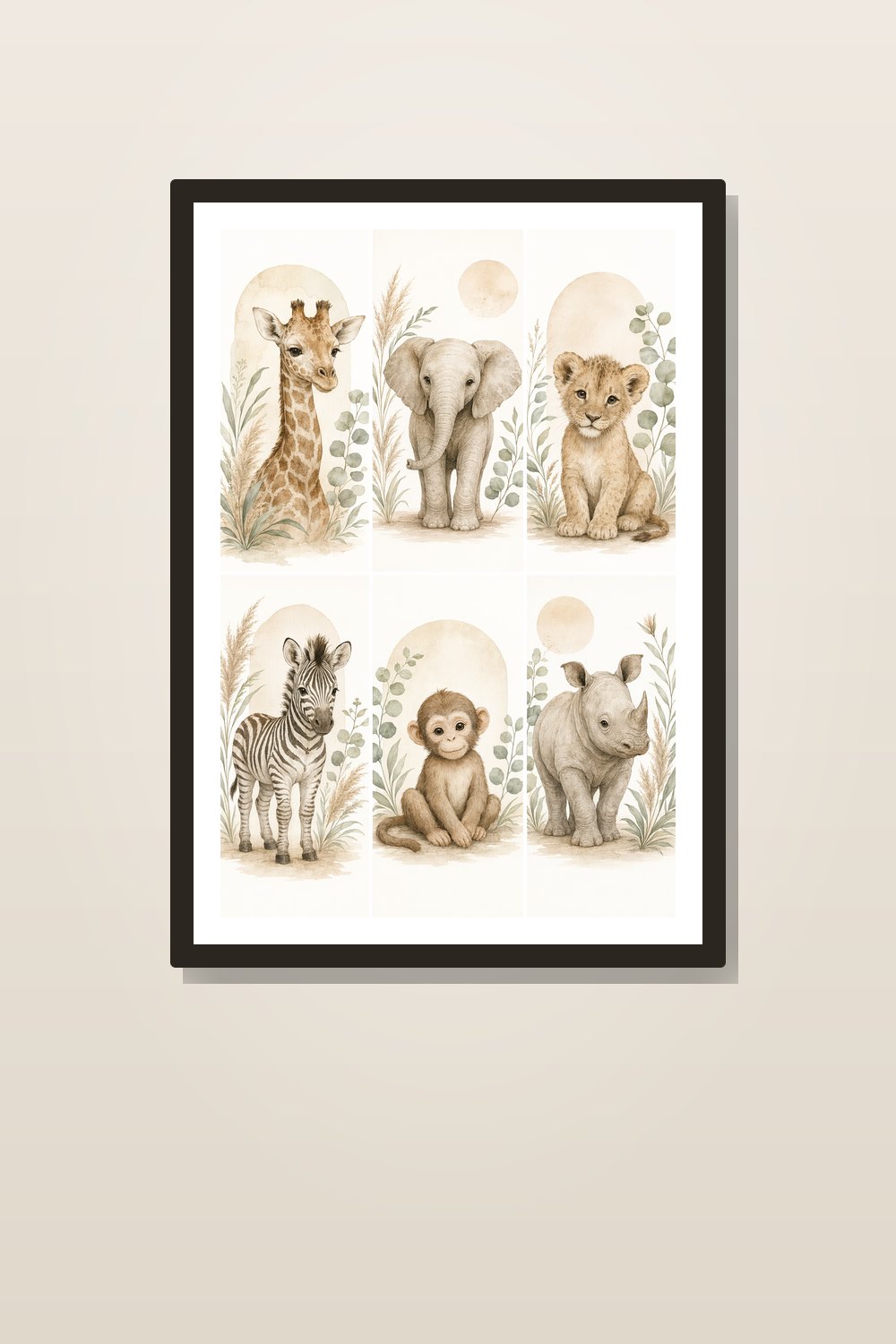 Boho Neutral Nursery Wall Art Set of 6, Neutral Safari Nursery Prints, Beige Brown Sage Nursery Wall Art, Gender Neutral Baby Room Printable