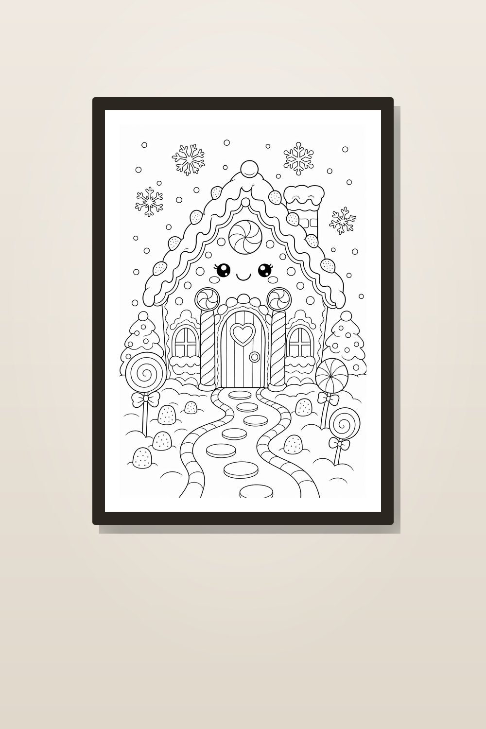 Cute Christmas Gingerbread House Coloring Pages Printable Bundle, Gingerbread House Coloring Page PDF, 8 Kids Holiday Coloring Sheets