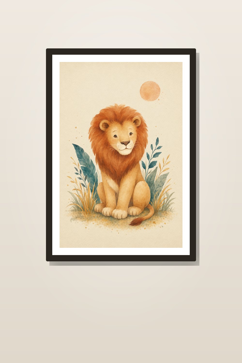 Quadros Decorativos Infantil Safari – Kit 6 Artes Aquarela Terracota & Azul-Petróleo