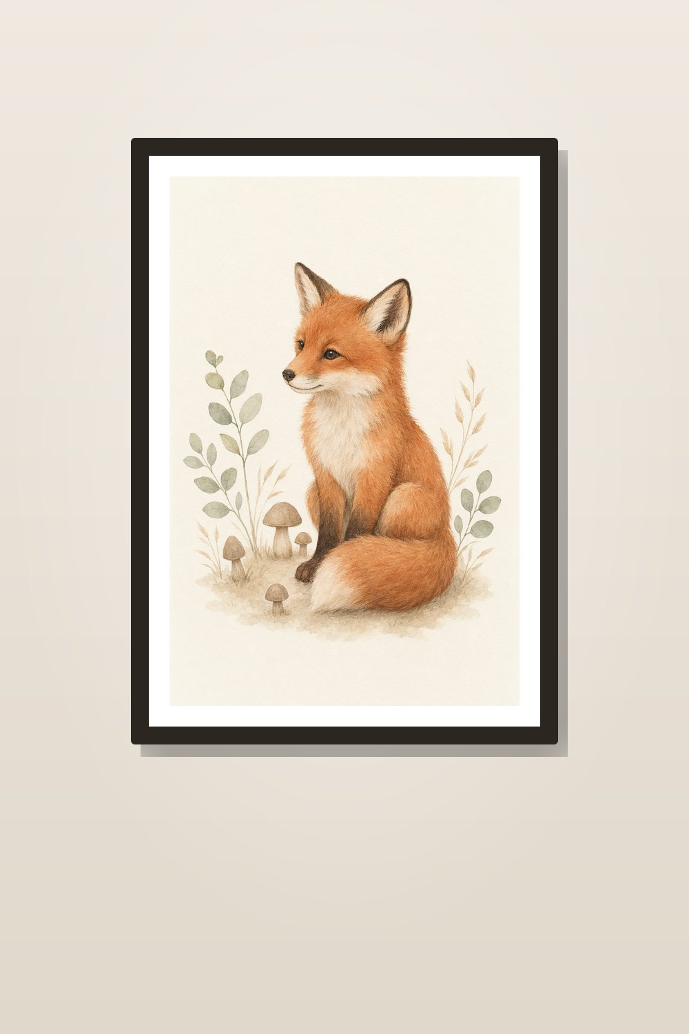 Kinderzimmer Poster Waldtiere Neutral – Boho Fuchs, Igel & Reh Set