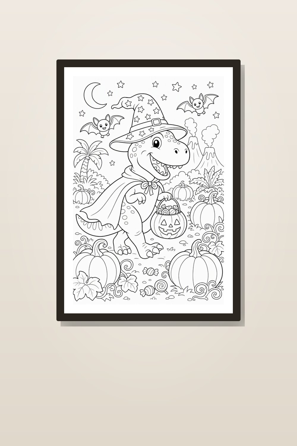 Halloween Dinosaur Coloring Pages Printable Bundle, 8 Cute Dino PDF Activities