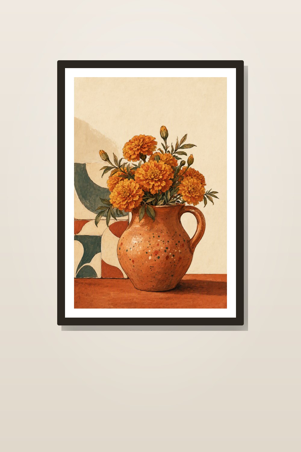 Láminas Decorativas Cocina Mexicana Imprimibles | Set Hacienda Moderna de Barro, Nopal y Flores