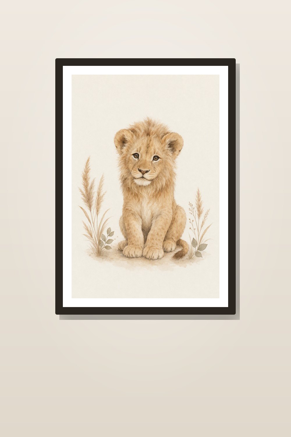 Kinderzimmer Poster Set Boho Neutral Safari Tiere – 6 Beige Tierbilder
