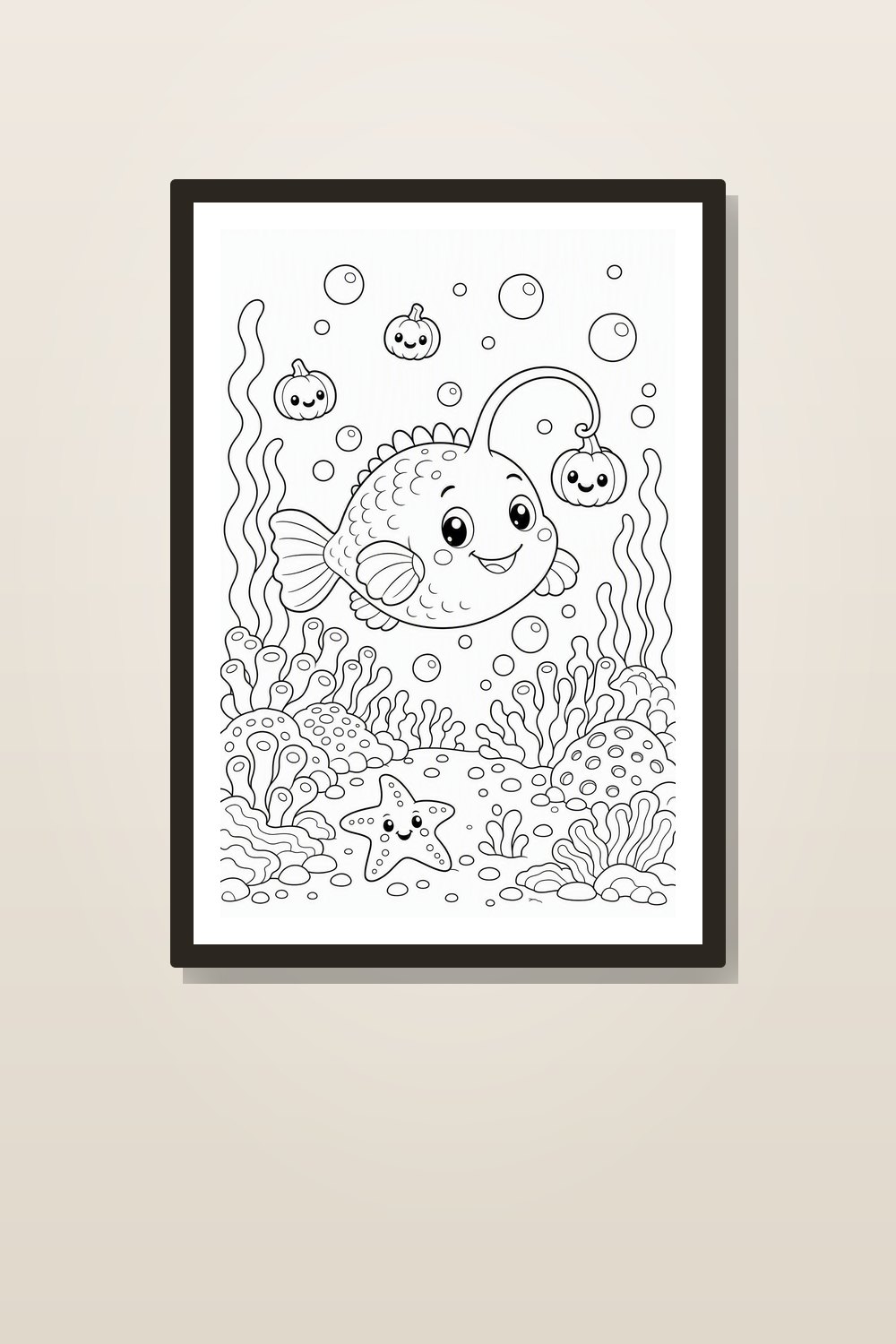 Deep Sea Halloween Coloring Pages Printable | Spooky Cute Ocean Animals PDF Bundle