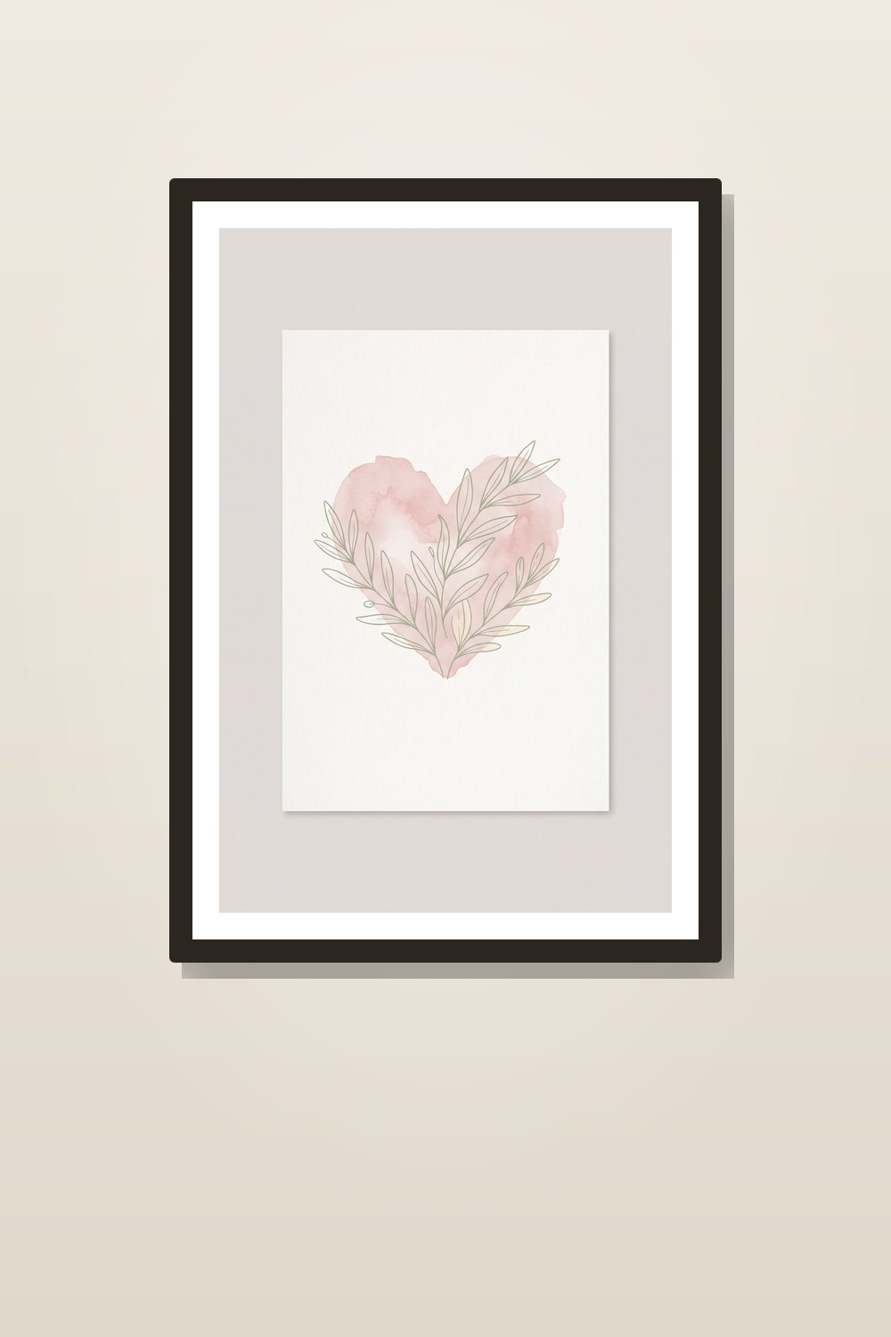 Pastel Valentine Wall Art Set, Neutral Love Wall Art Set, Aesthetic Heart Printable Art, Minimalist Romantic Wall Decor (6 Prints) — styled in a room