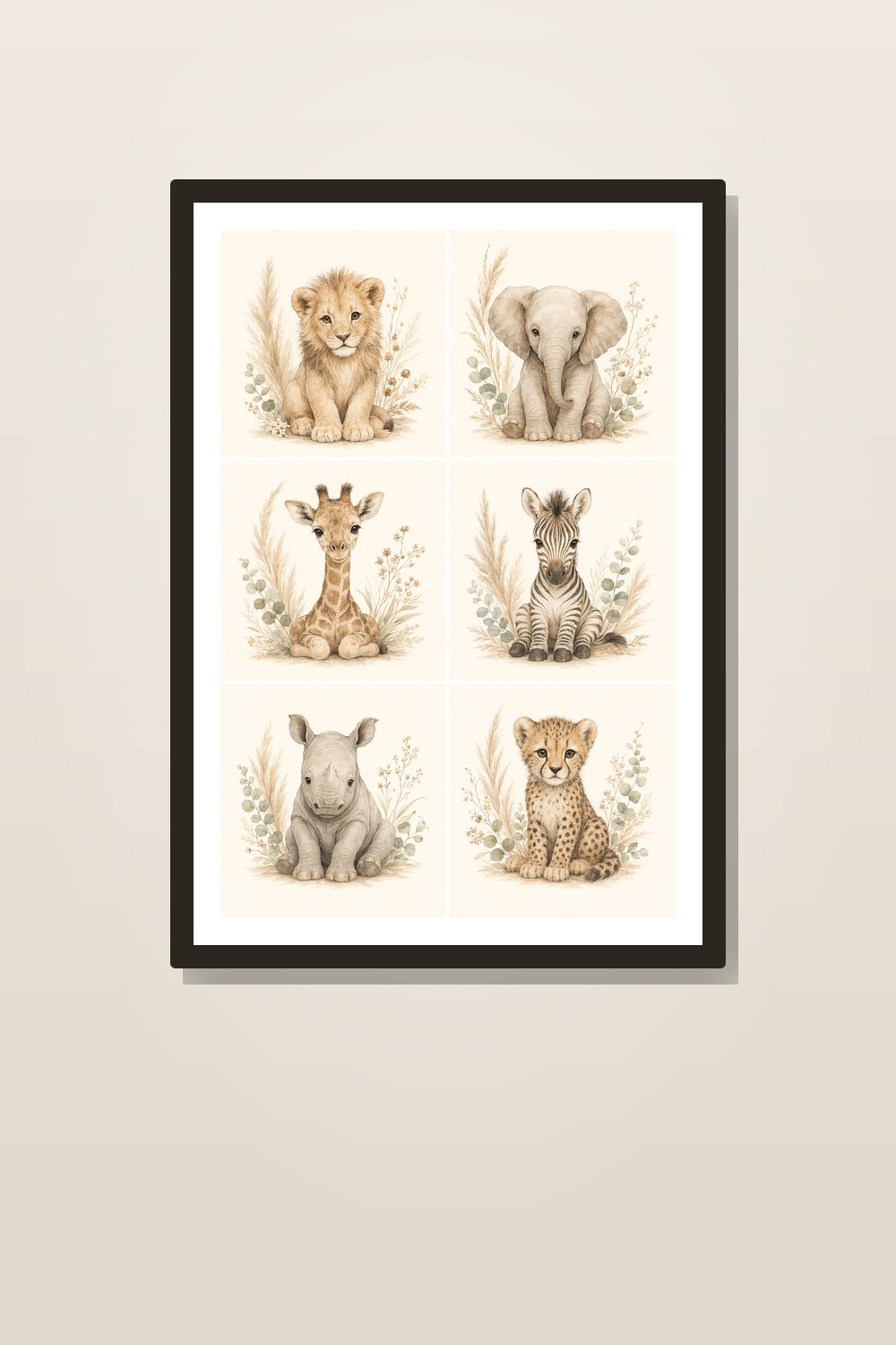Boho Neutral Nursery Wall Art Set, Neutral Safari Nursery Prints, Baby Animal Printable Wall Decor Bundle