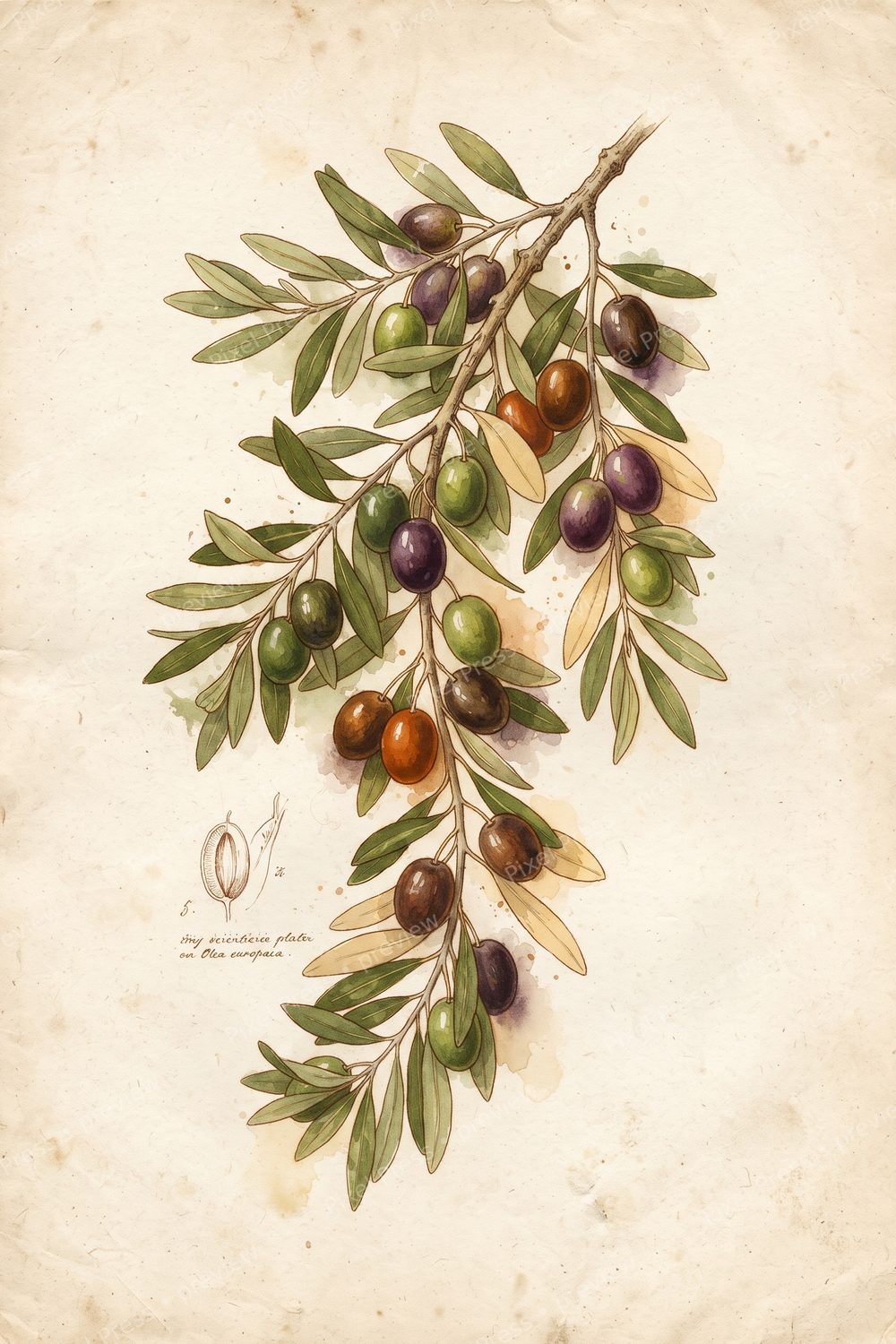 Spanish Kitchen Wall Art Set - Vintage Olive Branch & Terracotta Printable Decor — artwork preview (watermarked)