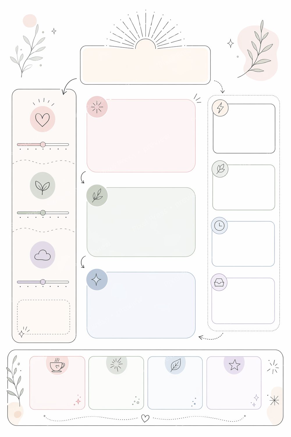 ADHD Planner Printable for Women Bundle, Adult ADHD Daily Focus Planner PDF, Visual Executive Functioning Planner Pages — artwork preview (watermarked)