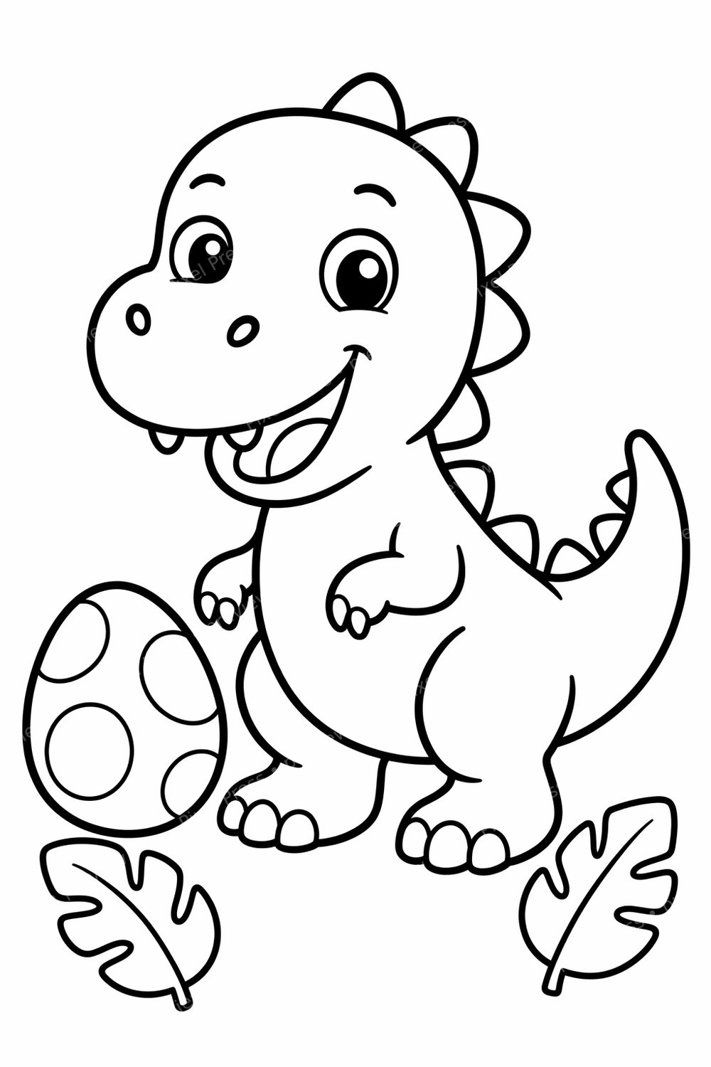 Cute Dinosaur Coloring Pages Printable Bundle for Preschool & Toddlers, Easy Bold Outline Dino Coloring Book PDF Pack — artwork preview (watermarked)