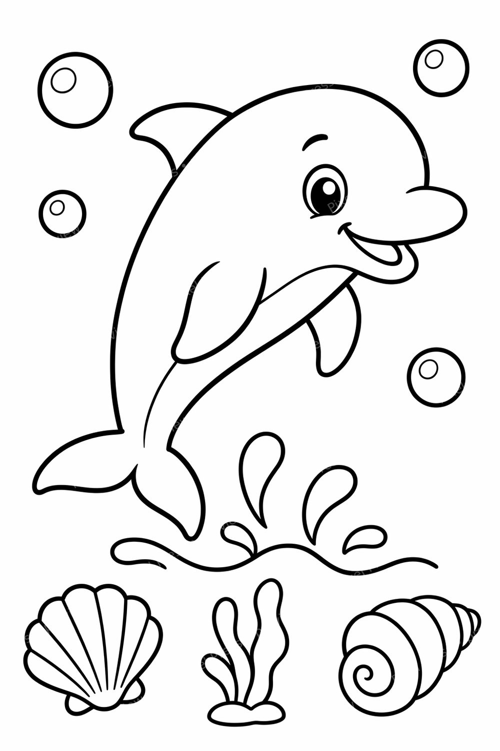Ocean Animals Coloring Pages for Toddlers Printable Bundle, Cute Sea Life Coloring Pages for Preschool, Under the Sea Kids PDF Pack — artwork preview (watermarked)