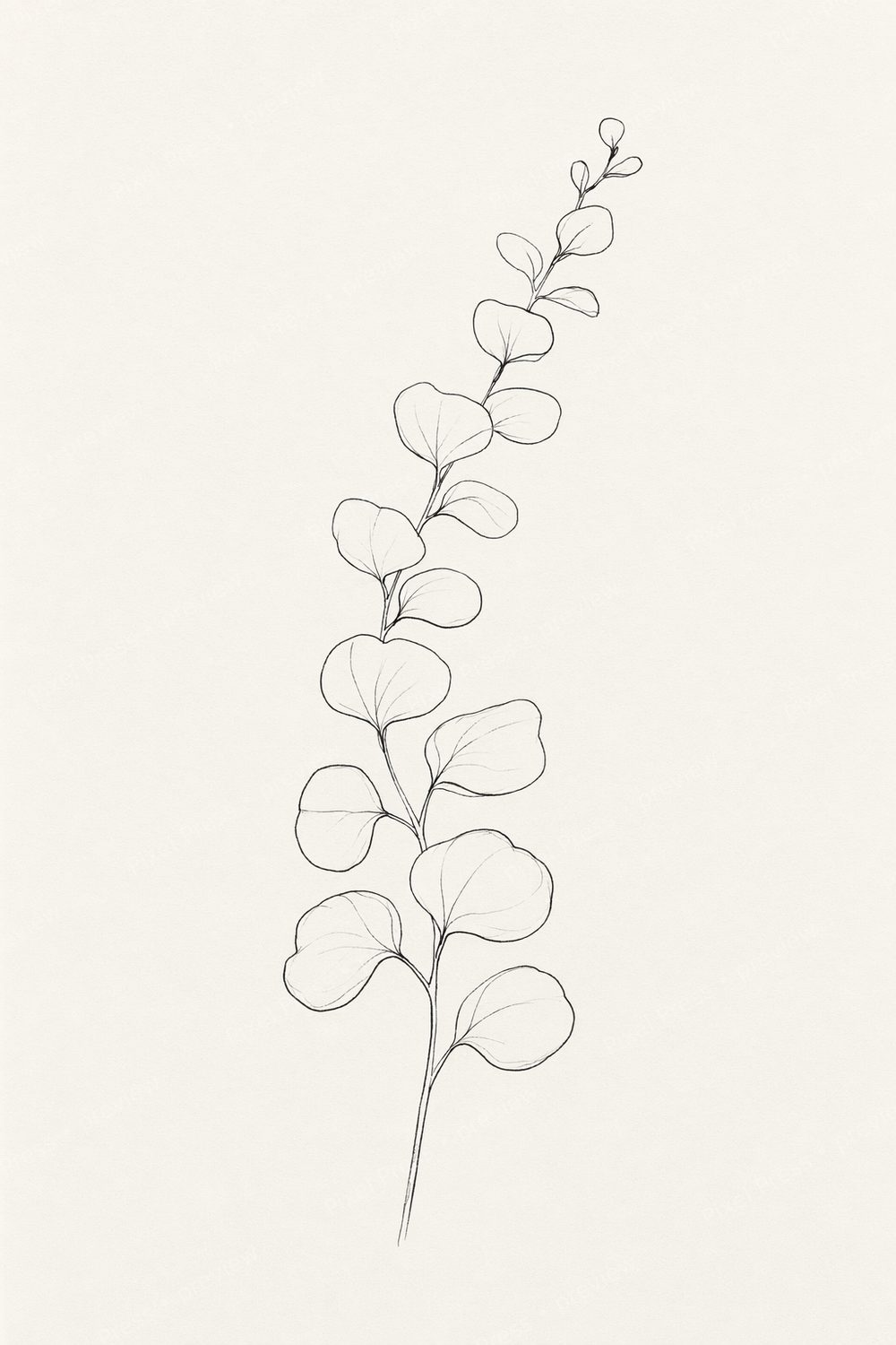 Minimalist Bathroom Wall Art Printable Set, Black and White Botanical Prints — artwork preview (watermarked)