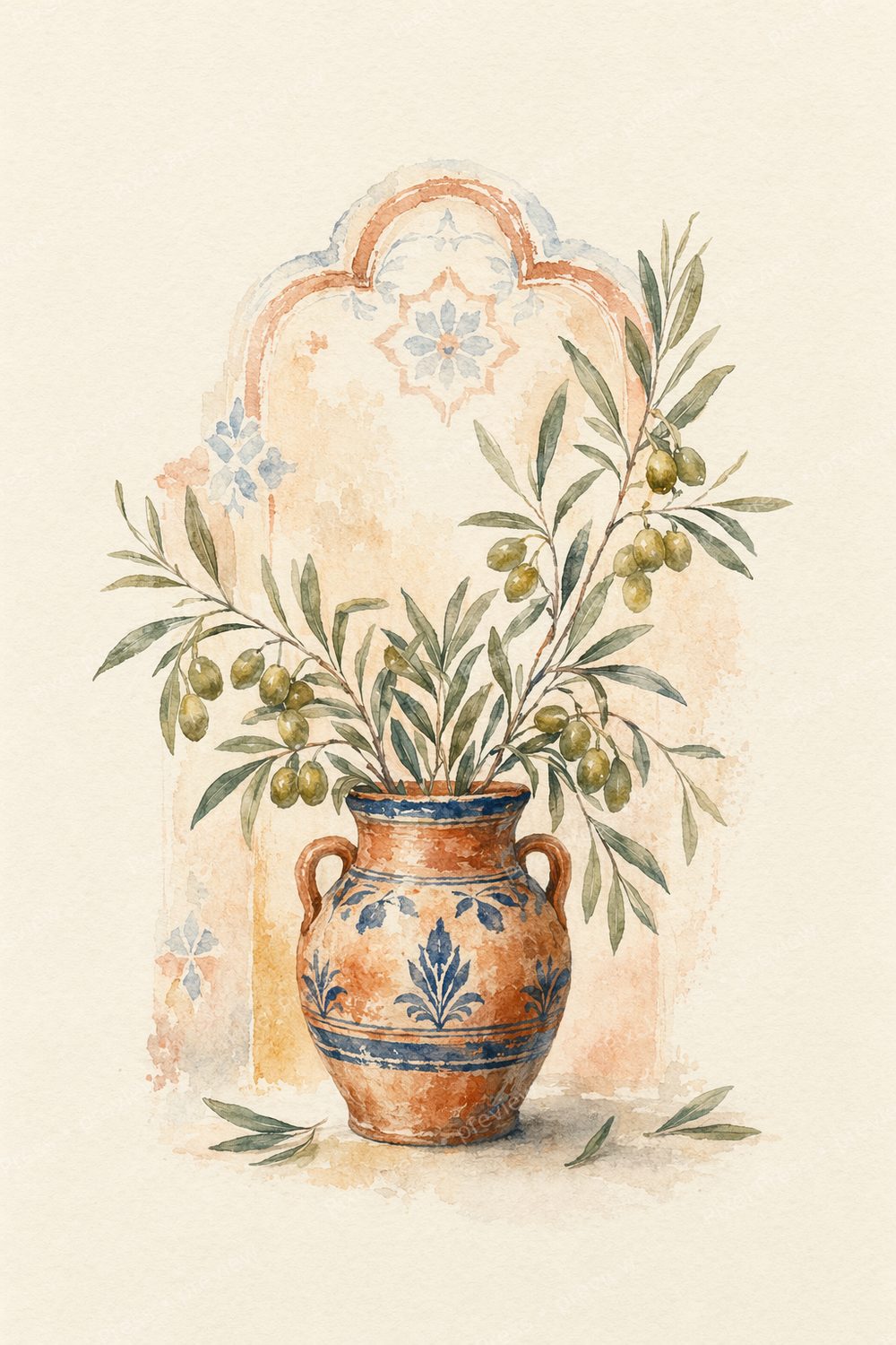 Láminas Decorativas Cocina Botánicas | Spanish Mediterranean Kitchen Wall Art Set — artwork preview (watermarked)