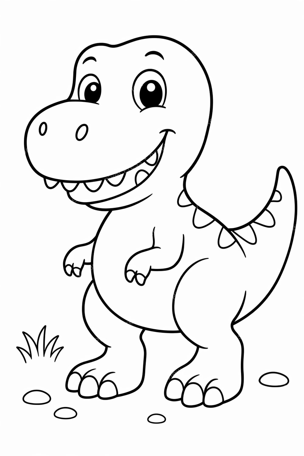 Cute Dinosaur Coloring Pages Printable for Toddlers & Preschoolers - Easy Simple Dino Coloring Pack PDF — artwork preview (watermarked)