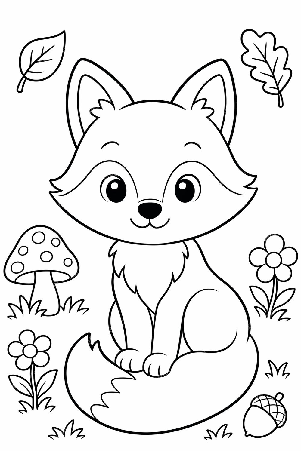 Woodland Animal Coloring Pages Printable PDF Bundle - Cute Forest Animals for Kids, Preschool Woodland Creatures Coloring Pack — artwork preview (watermarked)