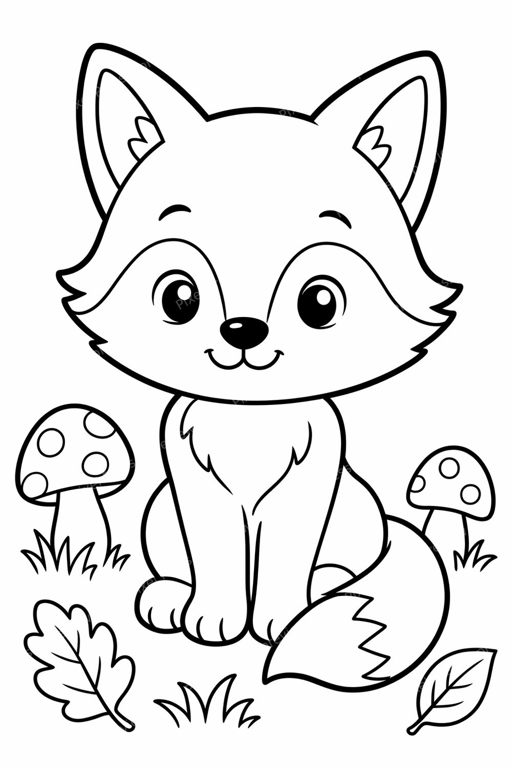 Cute Woodland Animal Coloring Pages for Kids - Preschool Forest Animal Coloring Pack, Bold Outline Printable PDF Set of 8 — artwork preview (watermarked)