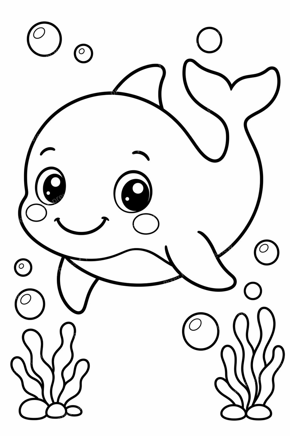 Ocean Animal Coloring Pages for Toddlers Printable Bundle, Kawaii Sea Creatures Coloring Pages, Preschool Under the Sea Coloring Pack — artwork preview (watermarked)