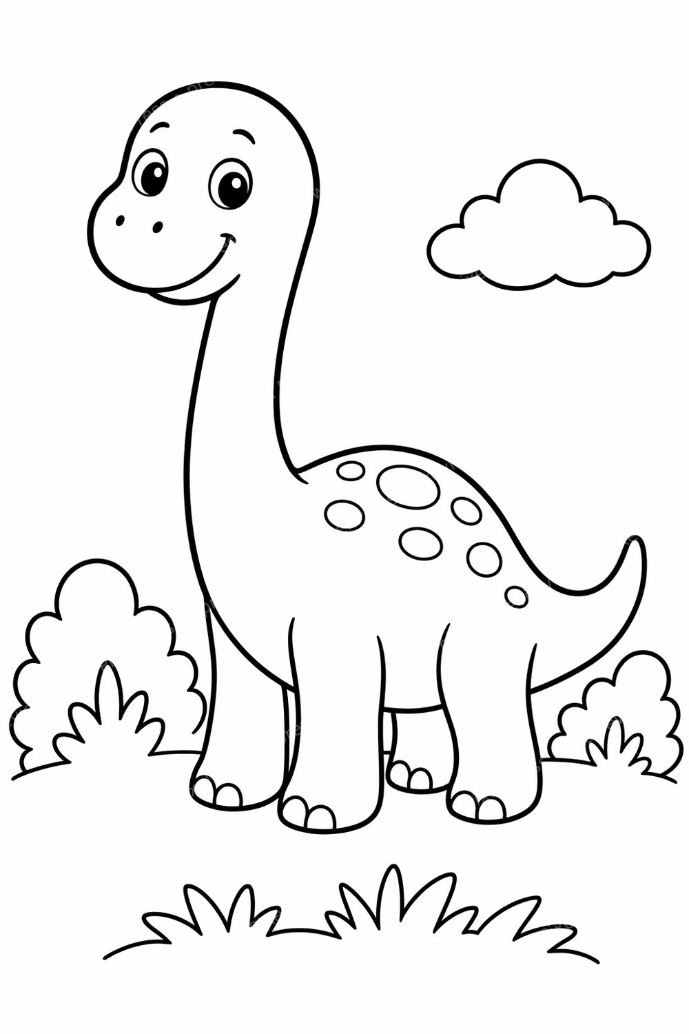 Cute Dinosaur Coloring Pages Printable for Toddlers & Preschool - 8 Page Toddler Dinosaur Coloring Book PDF Bundle — artwork preview (watermarked)