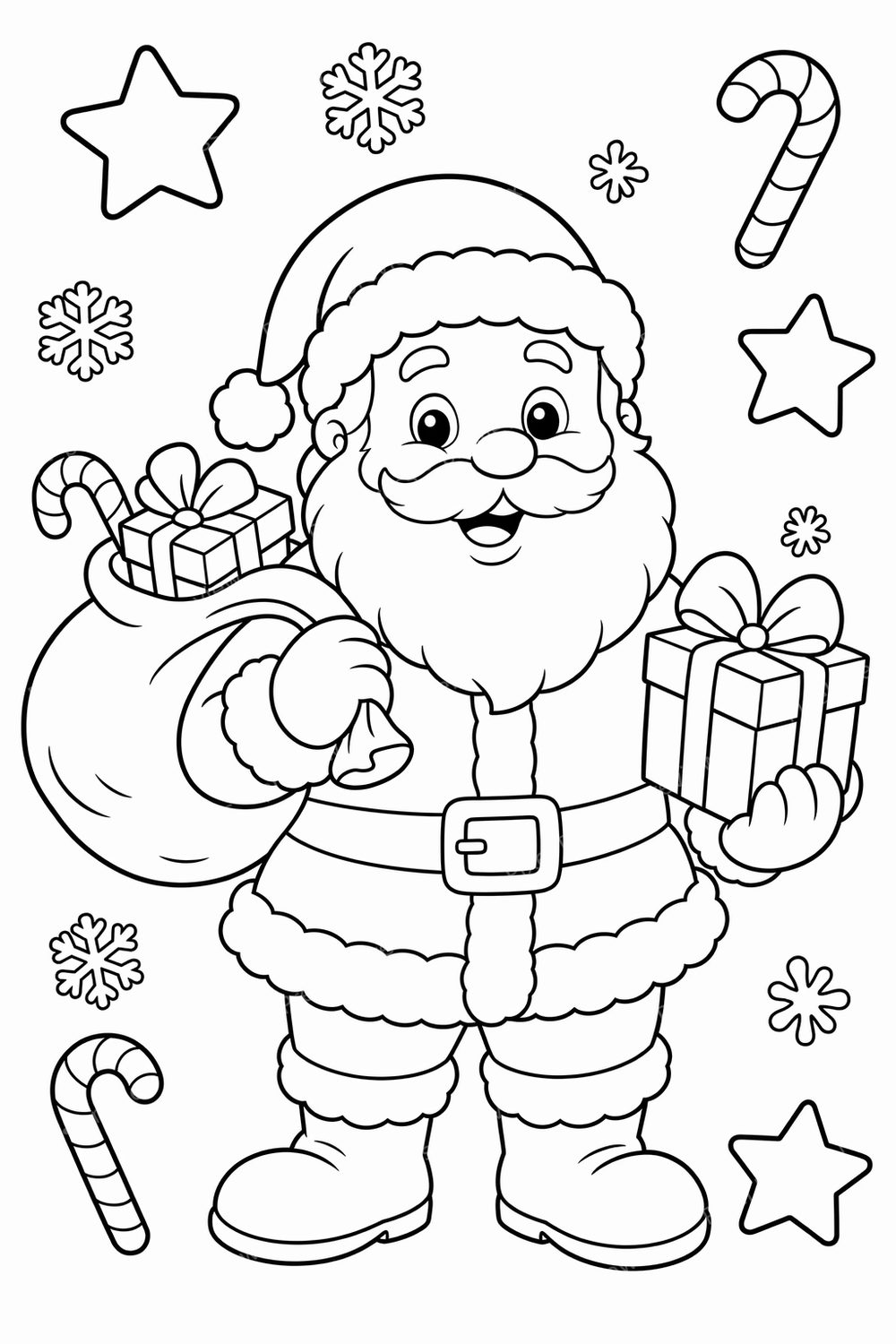 Cute Christmas Coloring Pages Printable for Kids - 8 Page Preschool Christmas Coloring Book PDF Bundle — artwork preview (watermarked)