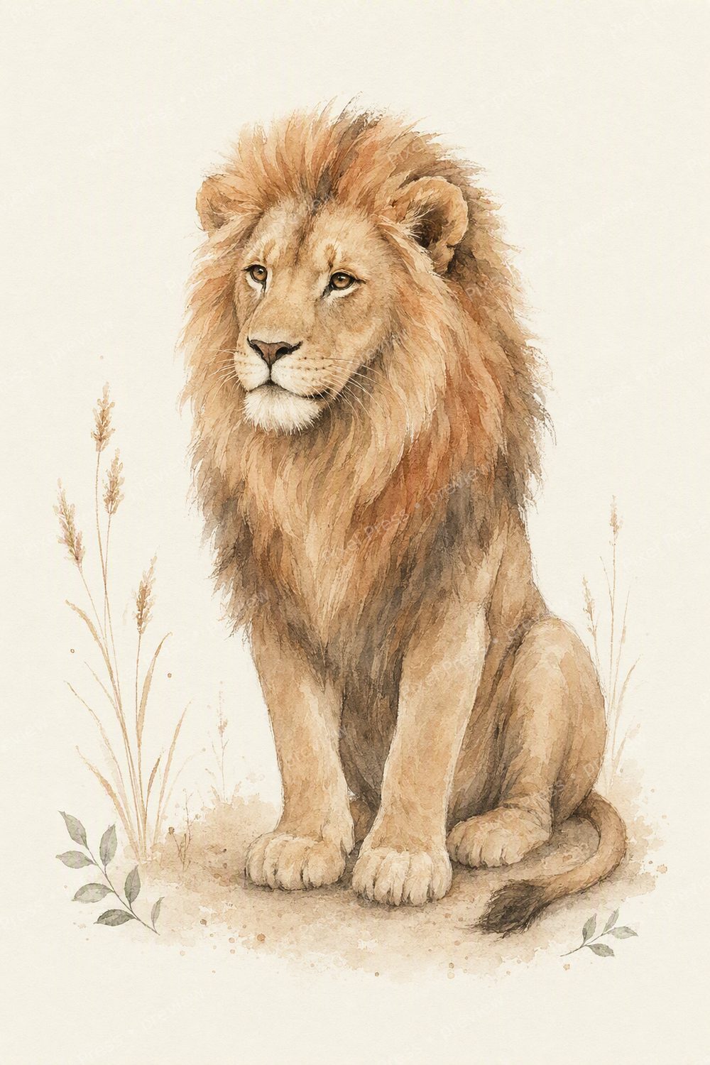 Safari Kinderzimmer Poster Set – Boho Tiere Aquarell in Beige — artwork preview (watermarked)