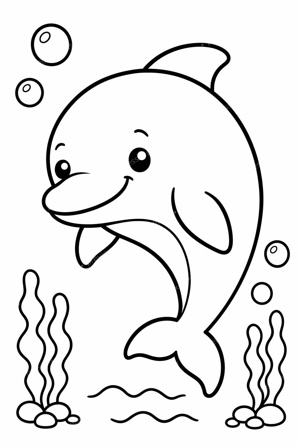Ocean Animal Coloring Pages for Kids Printable Bundle, Cute Preschool & Kindergarten Sea Creature Coloring Pack, Under the Sea PDF — artwork preview (watermarked)