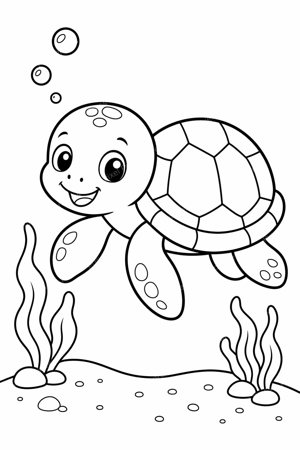 Ocean Animal Coloring Pages Printable Bundle for Toddlers & Preschoolers - Cute Sea Animals Coloring Pack PDF + 8 PNG — artwork preview (watermarked)