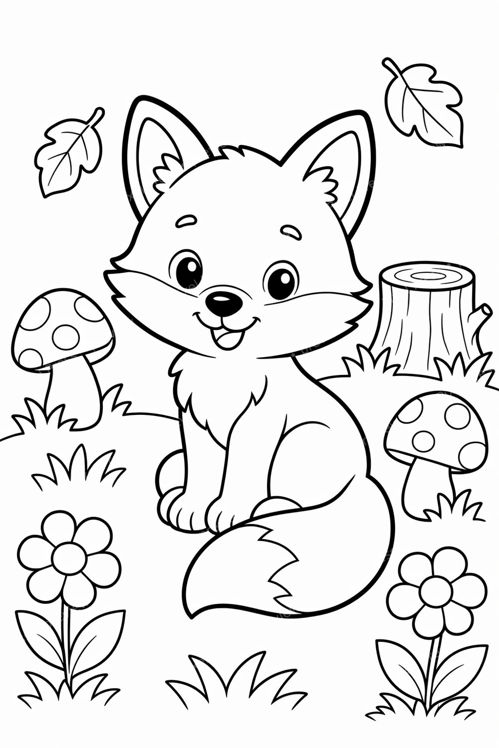 Woodland Animal Coloring Pages for Preschoolers Bundle, Cute Forest Animals Coloring Book PDF, Bold Outline Printable Pack — artwork preview (watermarked)