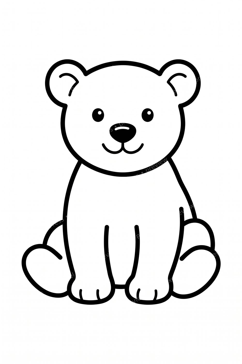 Winter Arctic Animal Coloring Pages for Toddlers: 8 Printable Cute Animal Coloring Sheets, Simple PDF Bundle & Multi-Ratio Sizes — artwork preview (watermarked)