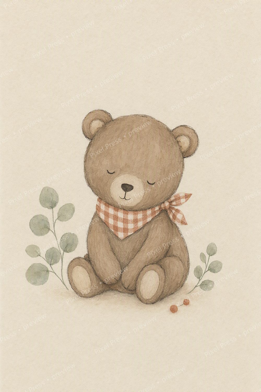 Affiche Chambre Bébé Scandinave Animaux – Lot 6 Posters Forêt Ours Renard Lapin — artwork preview (watermarked)