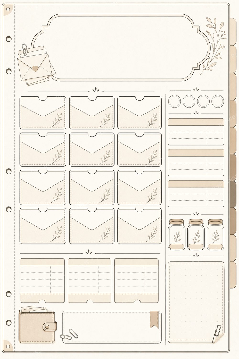 2026 Budget Binder Printable Bundle, Minimalist Cash Envelope Budget Printable, Sinking Funds Tracker, Bills & Debt Binder PDF Pack — artwork preview (watermarked)