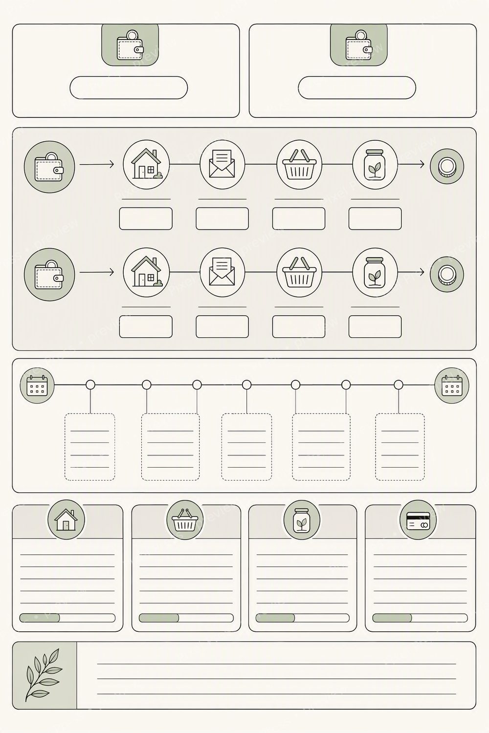 Biweekly Budget Planner Printable, Paycheck Budget Binder PDF — artwork preview (watermarked)