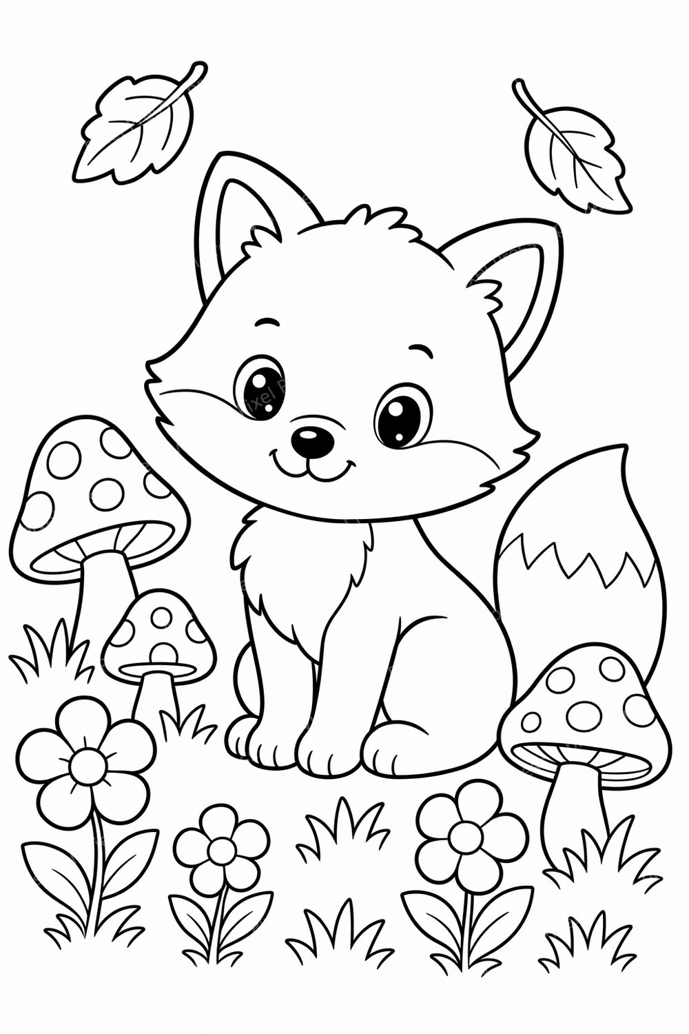 Cute Woodland Animal Coloring Pages for Kids Printable Bundle - 8 Easy Preschool Forest Animal Coloring Pages — artwork preview (watermarked)