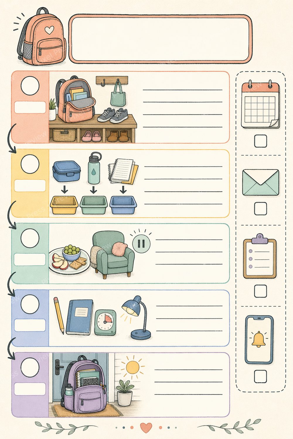ADHD Mom Back to School Printable | Visual Homework Routine & Backpack Launch Pad Bundle — artwork preview (watermarked)
