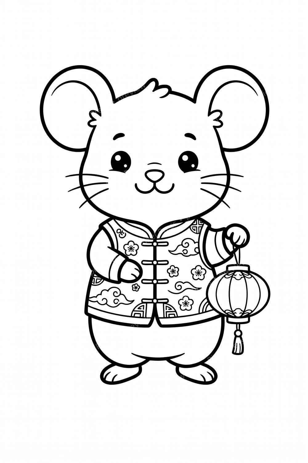 Lunar New Year Coloring Pages for Kids - Cute Chinese Zodiac Animals Printable Activity Pack — artwork preview (watermarked)