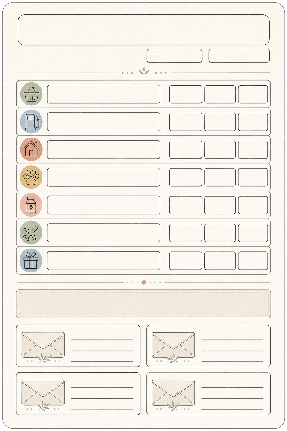 Minimalist Budget Binder Printable, Cash Envelope & Sinking Funds Set — artwork preview (watermarked)