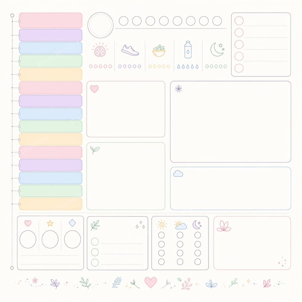 ADHD Planner Printable for Women, ADHD Daily Planner Printable, Visual ADHD Time Blocking & Energy Tracker Set — artwork preview (watermarked)