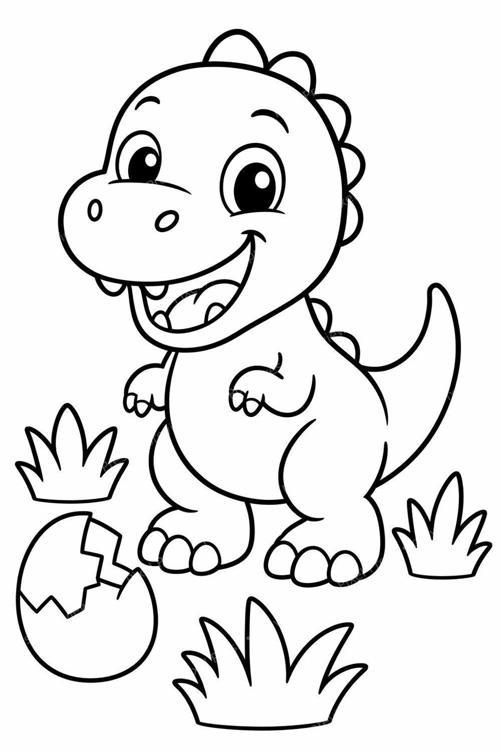 Cute Baby Dinosaur Coloring Pages Printable Bundle - Easy Dinosaur Coloring Pages for Toddlers & Preschoolers PDF — artwork preview (watermarked)