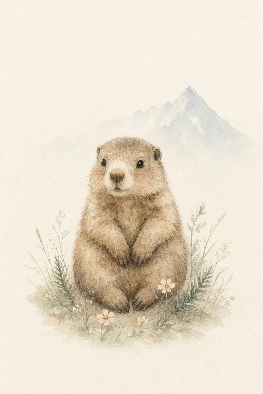 Affiche Chambre Bébé Montagne – Lot de 6 Posters Animaux Alpins Scandinaves — artwork preview (watermarked)