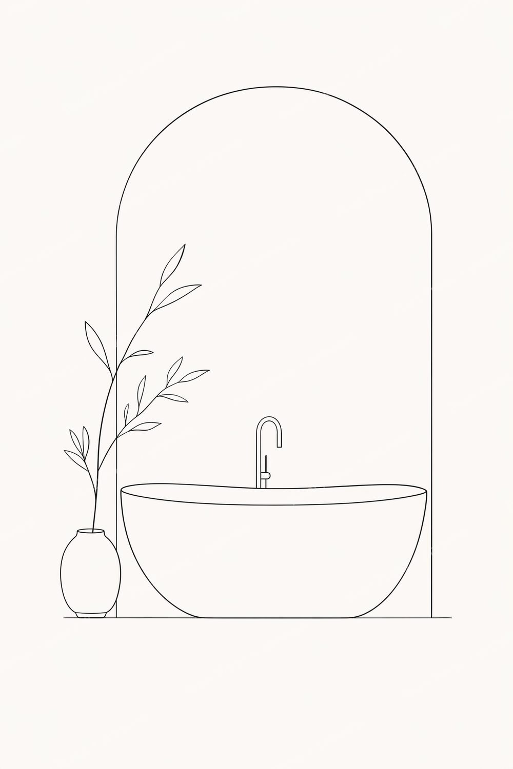 Minimalist Bathroom Wall Art Printable Set of 6, Black and White Line Drawing Bathroom Art, Modern Scandinavian Bathroom Wall Decor Bundle — artwork preview (watermarked)