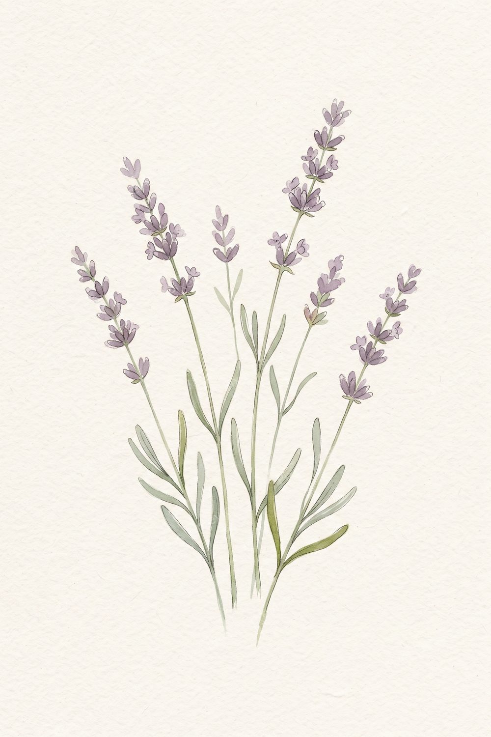 French Nursery Wall Art Printable Set - Lavender and Olive Branch Provence Baby Room Decor, Neutral Botanical Watercolor Prints — artwork preview (watermarked)