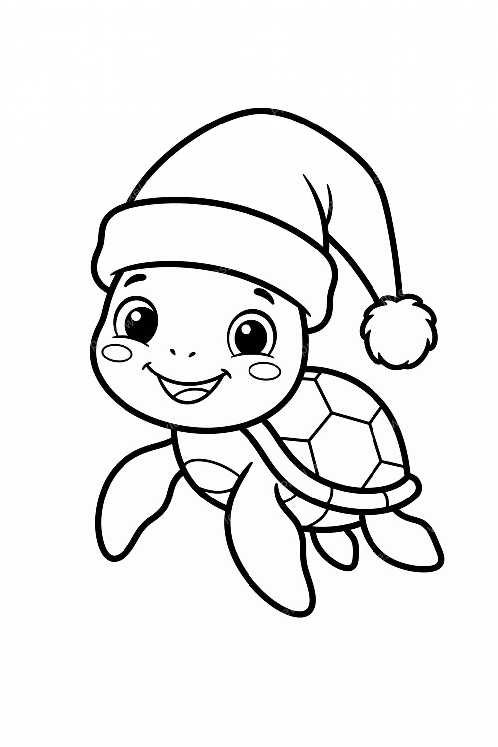 Christmas Ocean Animal Coloring Pages for Preschoolers | Cute Winter Sea Animals Bundle PDF — artwork preview (watermarked)