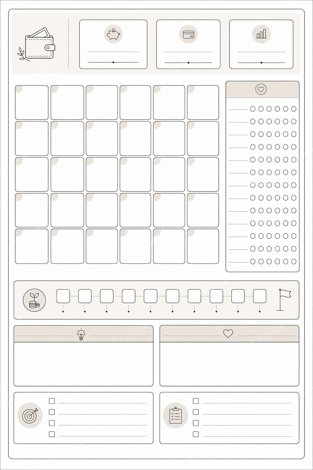 Minimalist 2026 Budget Binder Printable PDF Set, 2026 Budget Binder Printable, Monthly Budget Binder Pages, Sinking Funds & No Spend Tracker — artwork preview (watermarked)