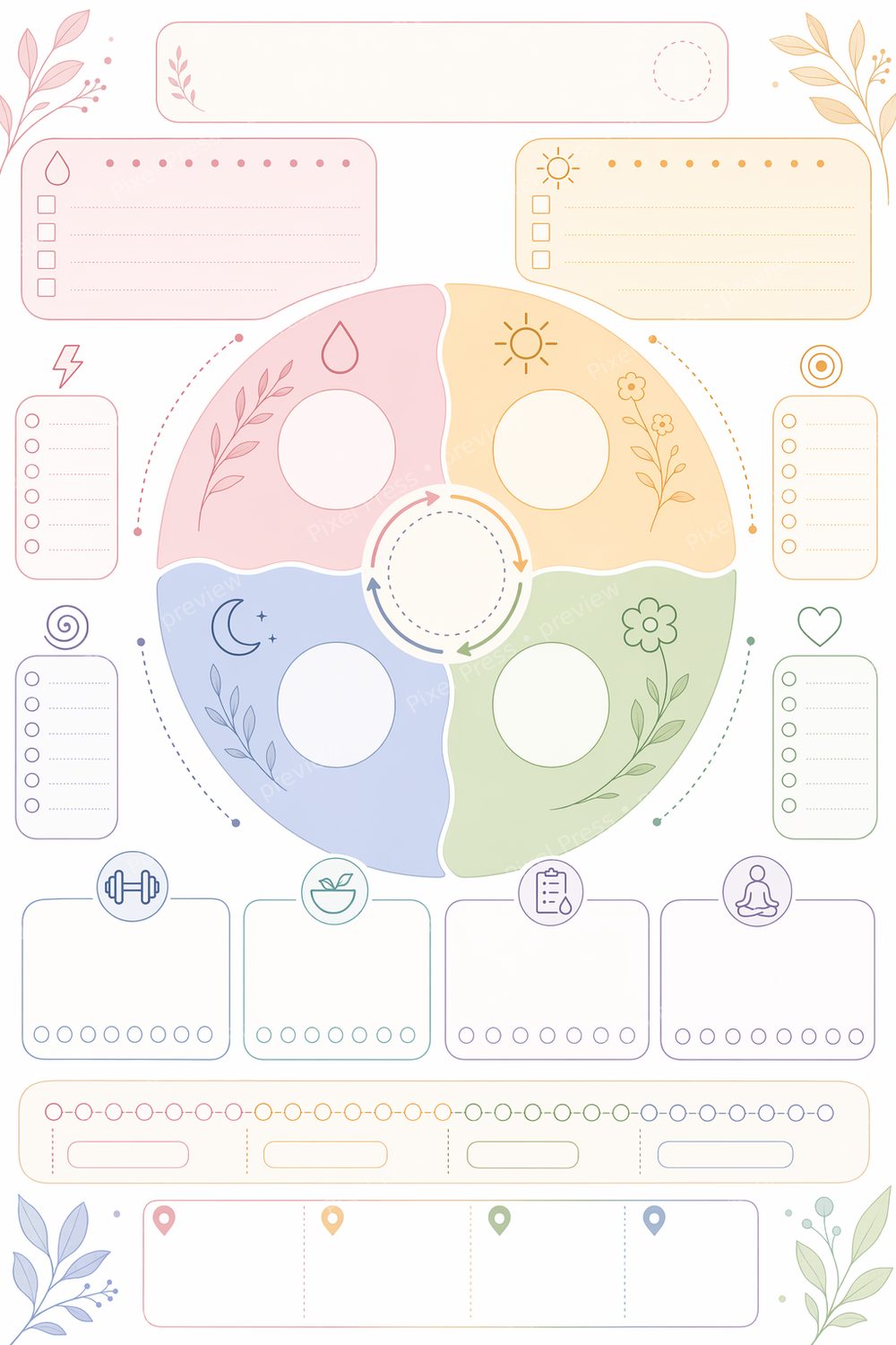 ADHD Planner Printable Women | Menstrual Cycle Planner Printable Bundle | Hormone & Energy Tracker Set — artwork preview (watermarked)