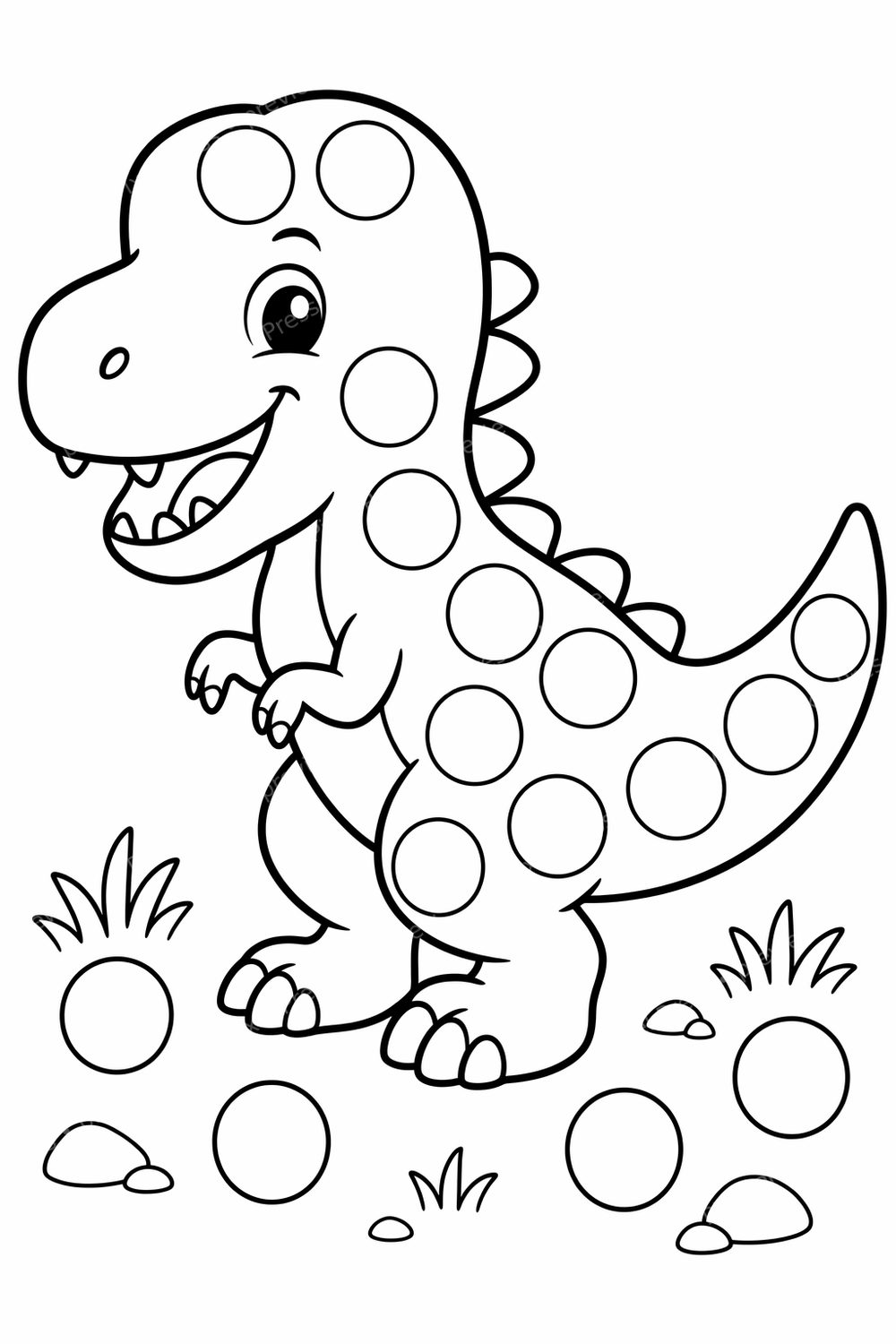 Dinosaur Dot Marker Printable Pack, Preschool Dinosaur Dauber Coloring Pages, Do A Dot Bingo Dauber Activity Set — artwork preview (watermarked)