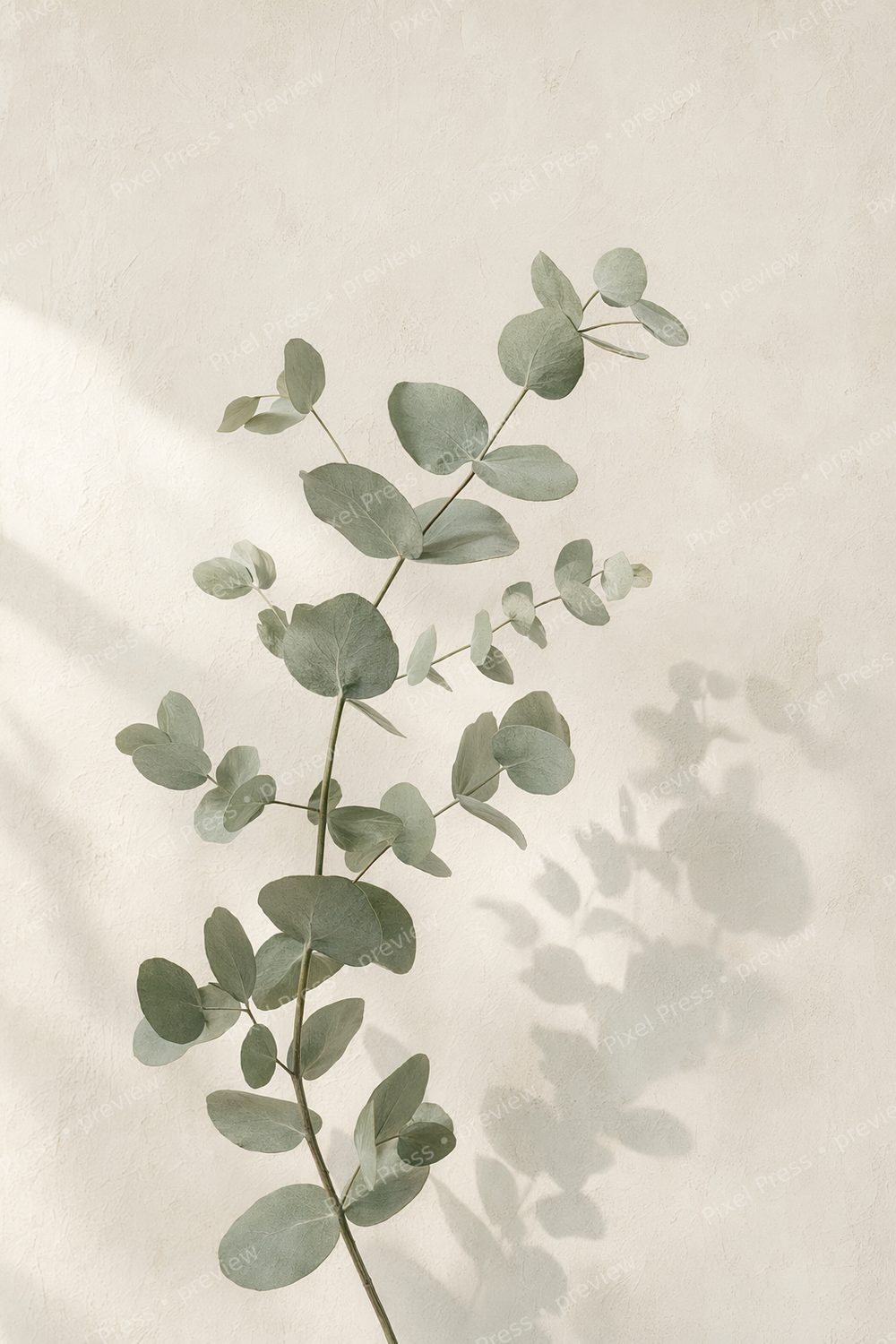 Minimalist Spa Bathroom Wall Art Printable Set, Eucalyptus & River Stone Neutral Prints — artwork preview (watermarked)
