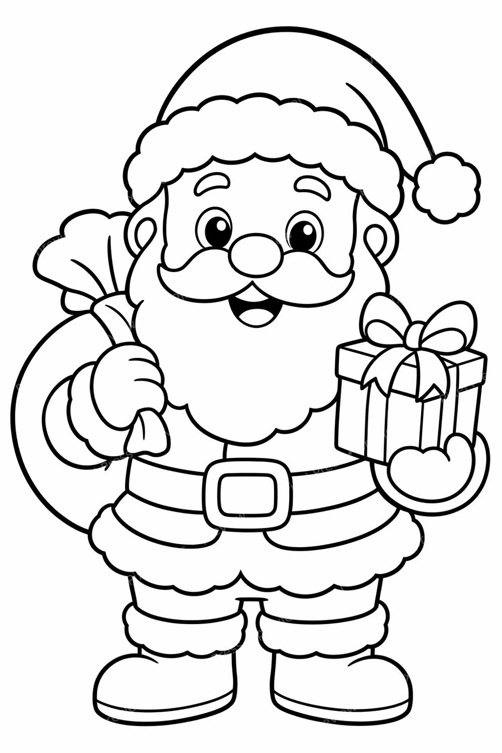 Christmas Coloring Pages Printable for Kids Bundle, Cute Easy Bold Simple Preschool Toddler Holiday Coloring Pack, 8 PNG + PDF — artwork preview (watermarked)