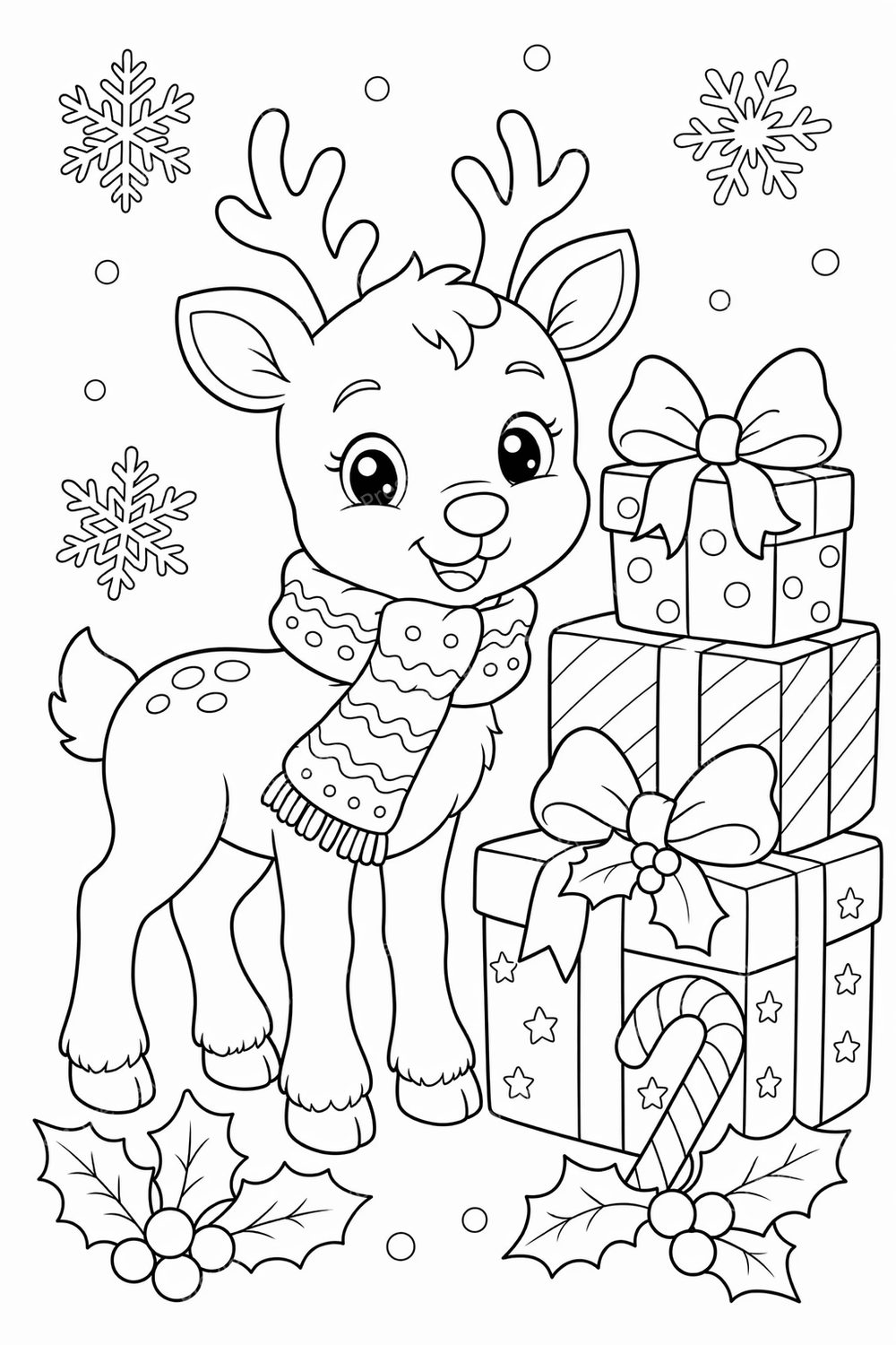 Cute Christmas Animal Coloring Pages Printable Bundle, Christmas Animal Coloring Pages PDF, Kids Holiday Coloring Pack — artwork preview (watermarked)