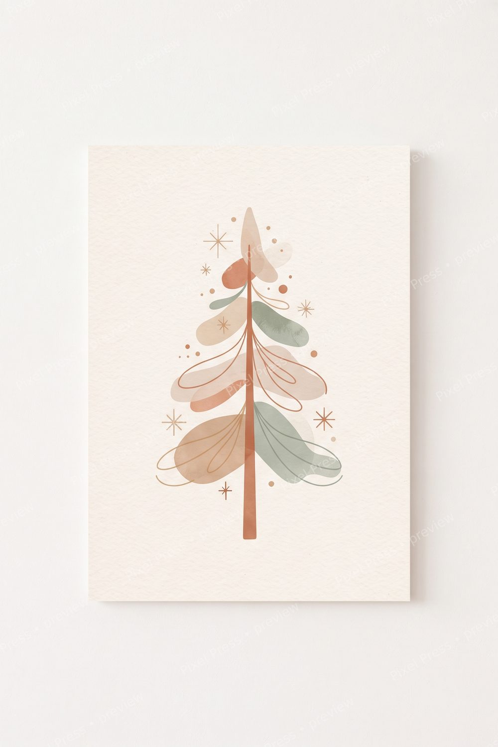 Boho Christmas Nursery Wall Art Set, Neutral Christmas Baby Room Decor, Minimalist Holiday Nursery Prints — artwork preview (watermarked)