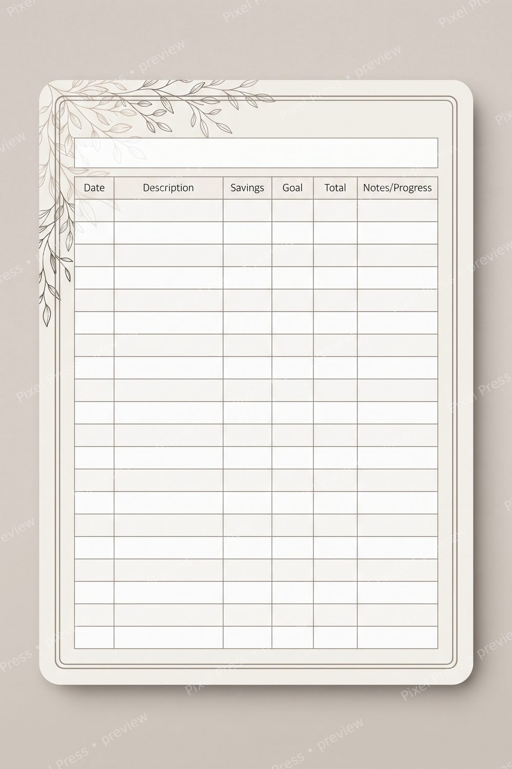 A6 Sinking Fund Tracker Printable Bundle - Minimalist Savings Tracker & Cash Envelope Inserts (Serene Japandi) — artwork preview (watermarked)